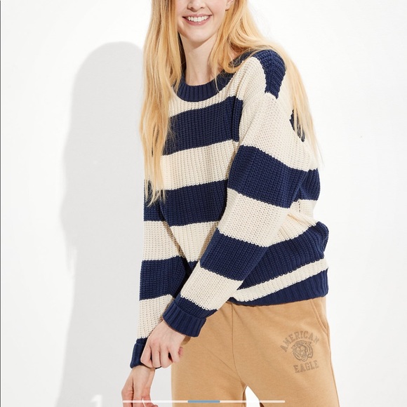 NWT AE STRIPED KNIT SWEATER - Picture 4 of 5